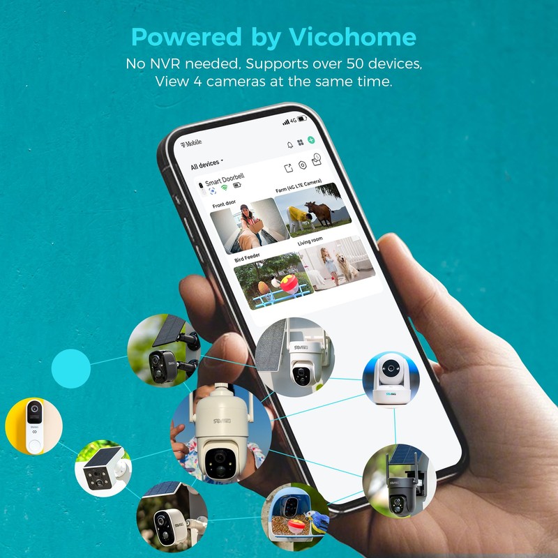 Vicohome 2K Security Camera Wireless Wi-Fi Indoor/Outdoor,Battery Powered,Easy to Setup,PIR