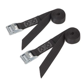 PowerTye 1in x 4ft Lashing Strap with Cam Buckle - Made in USA - 200 lb. Working Load Limit / 600 lb. Breaking Strength - Black - 2-Pack