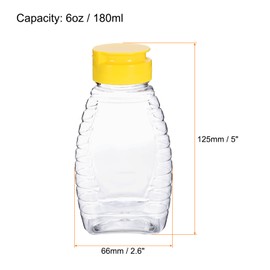 sourcing map 2pcs Plastic Honey Bottles 6oz 180ml Squeeze Honey Jars Bottle Leakproof Honey Dispenser Refillable Honey Containers with Flip Lid for Storing and Dispensing Sauce Syrup