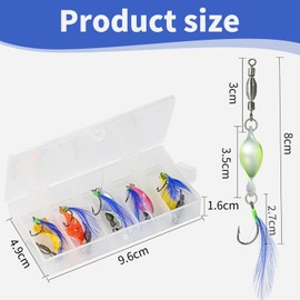 10pc Spinner Bait Kit - Hard Metal Buzz Baits with Rotating Blades Spiral Sequins Rotate at High Speed with Feather for Bass Pike Trout Salmon Freshwater Saltwater Fishing