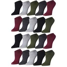 Tipi Toe - 20 pares de calcetines de corte bajo y sin mostrar para mujer, Elegante granate, 10-13