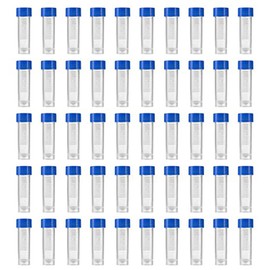 Daowwui 200Pcs Graduated Vial Storage Container Test Tubes 5Ml Plastic Blue with Screw Caps