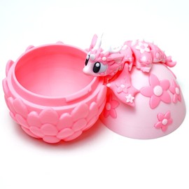 3D Printed Dragon Egg Toys Model, Flexible Joint Animal lace Statue, Small 3D Dinosaur Dino Eggs Toy, Fidget restlessness, ADHD Toy, Surprise Fantasy Easter Gift for Kid Boy Girls (Cherry Blossom)