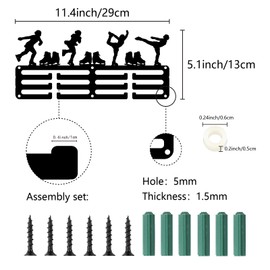 CREATCABIN Appendi Medaglie per Pattinaggio Porta Nastri Premio Espositore 3 Filo 12 Ganci Piccolo Supporto Ferro per Medaglie Sportive Montaggio A Parete Decorazione per La Casa per Atleti 29 x 13cm
