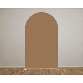 afoloa Pale Brown Solid Arch Backdrop Covers for Parties Chiara Arched Panels Stand Stretchy Fabric Cover Wedding Birthday Party Favors Decorations(2.5x6ft)