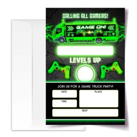 4x6 Gamer Birthday Invitations, Video Game Birthday Party, Gaming Party Decorations, Birthday Party Invitations For Boys Girls, Kids Birthday Invitations, 20 Cards with 20 Envelopes.(31) (gamer(48))