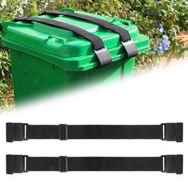 Heavy Duty Trash Can Lock Strap - Adjustable Metal Double Claw Design to Secure Garbage Can Lid, Prevent Squirrels, Dogs, Raccoons & Wind Mess - Outdoor Trash Can Lock (2 Pack)