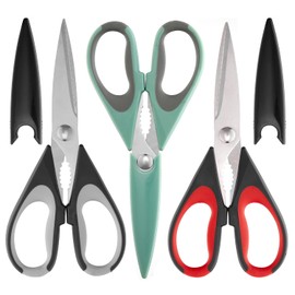 3-Pack 9.5"Kitchen Scissors All Purpose Heavy Duty with Protective Sheath, Soft Grip Comfort Handle, Dishwasher Safe Kitchen Utensils Gadgets Set, Stainless Cooking Meat Poultry Food Shears