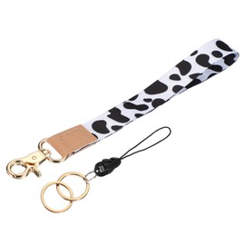 PATIKIL 7.8" Keychain Wristlet, Key Chain Wristlet Bracelet Braided Lanyard Car Key Wrist Strap Keychain Key Holder with Single Ring for Car Keys Wallet ID Card Phone, Black White