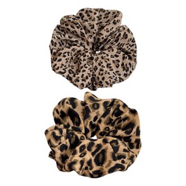 CutitiUU Set of 2 leopard print hair bands, large leopard hair bands, leopard print hair bands, scrunchie hair band made of 100% mulberry silk, luxurious scrunchie