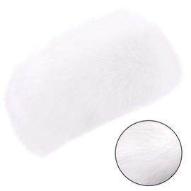 HIXNUG Faux Fur Headband White Fluffy Warm Ear Warmer Thick Warm Hat Headband Winter Ski Earmuff for Women