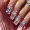 TBRZTR Press on Nails Medium Ballet Shaped Pink Aurora Fake
