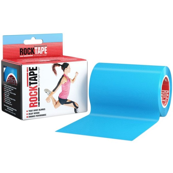 Rocktape, 10cm x 5m, elektrisches Blau, Therapie-Tape für Muskel-Unterstützung, Kinesiologie-Tape zur Behandlung von Muskelkater und gemeinsamen Sportverletzungen, Biomechanische Wrap