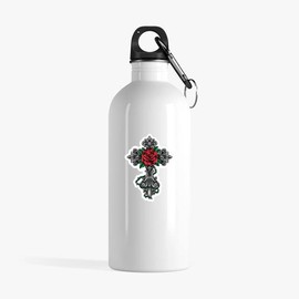 Christ Cross with Red Rose Stickers Vinyl Decal for Laptop, Water Bottle, Cup, Window, Books Waterproof 5"