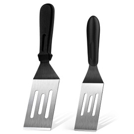 Metal Spatulas for kitchen Use, 2 PCS Professional Serving Spatula with Heat Resistant Handle, 9.8 Inch Stainless Steel Spatula Ideal for Pancakes, Eggs, Griddle Scraper, BBQ or Desserts