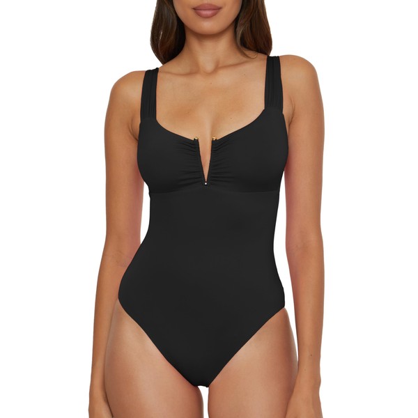 BECCA Women's Standard Color Code V-Wire Shirred One Piece Swimsuit,