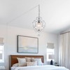 FLSFU Plug in Crystal Chandelier,14.7 Ft Hanging Lights with Clear