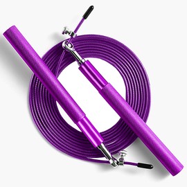 Cuerda de saltar de velocidad morada para fitness, cuerda de saltar ajustable, sin enredos, rodamiento de bolas giratorio de 360°, mango de aluminio antisalto, ejercicios deportivos de entrenamiento,