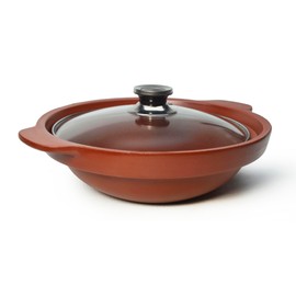 Casserole Pot Clay Bowl 40oz Red Shallow Pan for Cooking Dolsot Bibimbap Soup Baking Dishes Oven (Red M glass lid)