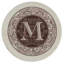 Thirstystone 4 Pack Monogram Letter M Sandstone Coasters in Bronze Iron Ram Coaster Holder 4.75" x 4.38" x 2.75"