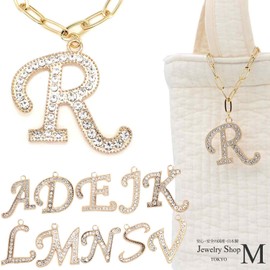 miwaki Bag Charm Initial Charm Keychain Initial Alphabet Square Chain Men Women Accessories Gold charm02, Brass