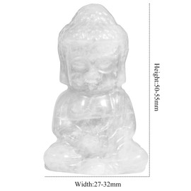 KYEGYWO 5 cm Rock Crystal Hand Carved Crystal Baby Buddha Figure, Stone Lucky Buddha Statues Buddhist Decor Healing Stone Talisman Fengshui Sculpture Ornament for Reiki Healing and Meditation