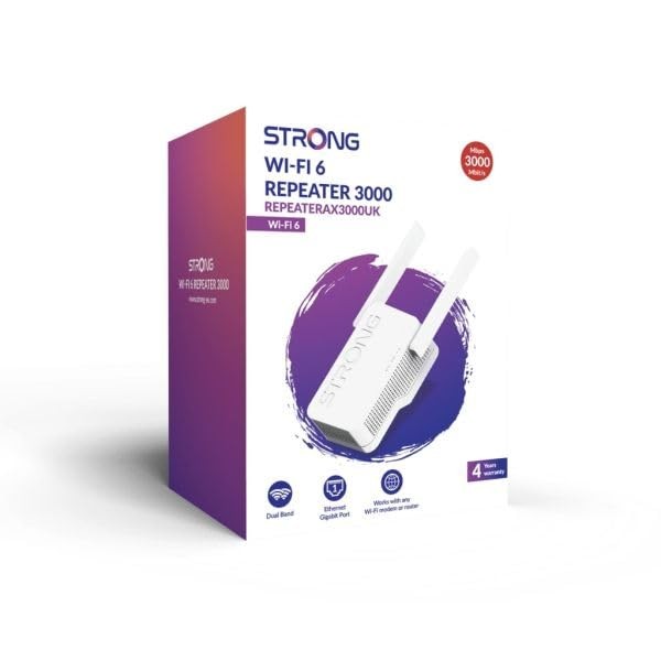 STRONG REPEATERAX1800UK AX1800 Wi-Fi 6 Range Extender, Dual Band Broadband,