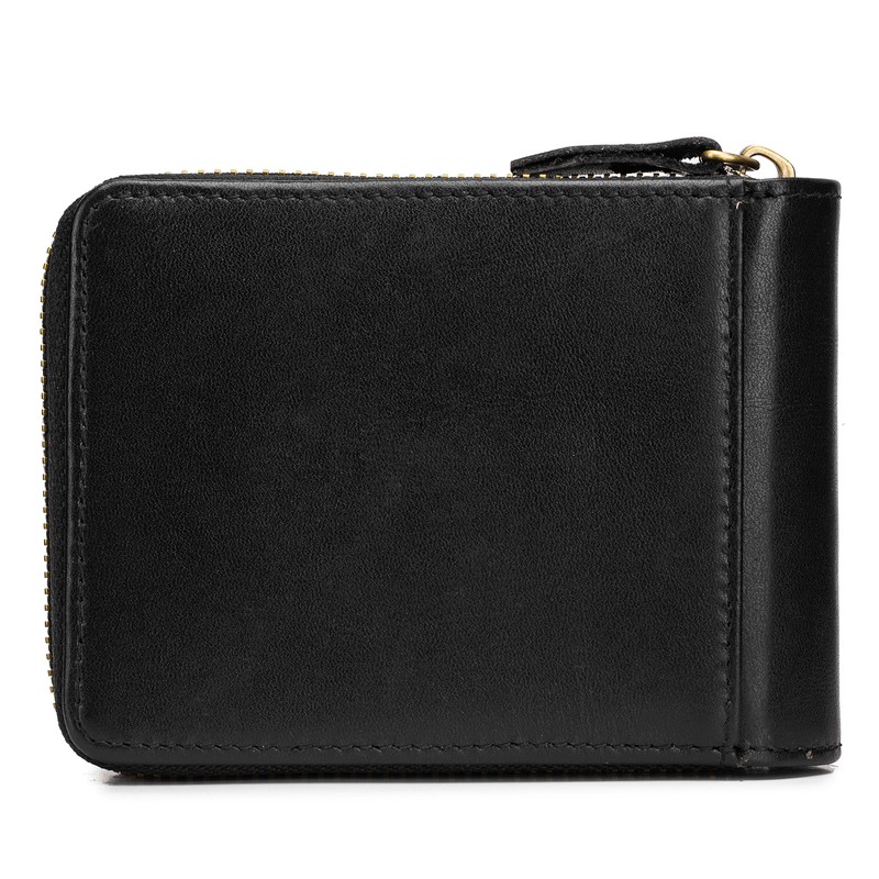 Leather Bifold Zipper Wallet for Men Travel Purse Pouch Gift