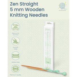 mindfulknits Premium Straight Single Pointed Beech Wood Knitting Needles – Size US 8, 5mm – 30cm Length – Straight Needle Set - Crafting & Knitting Supplies for Relaxation & Stress Relief (US8, 5mm)