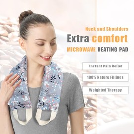 uncn Heating pad for Neck and Shoulders Microwavable Moist Heat Warm hot Compress Neck wrap Weighted Bag with Massage Reusable Herbal Nature for Back and Body flaxseeds (Flower)