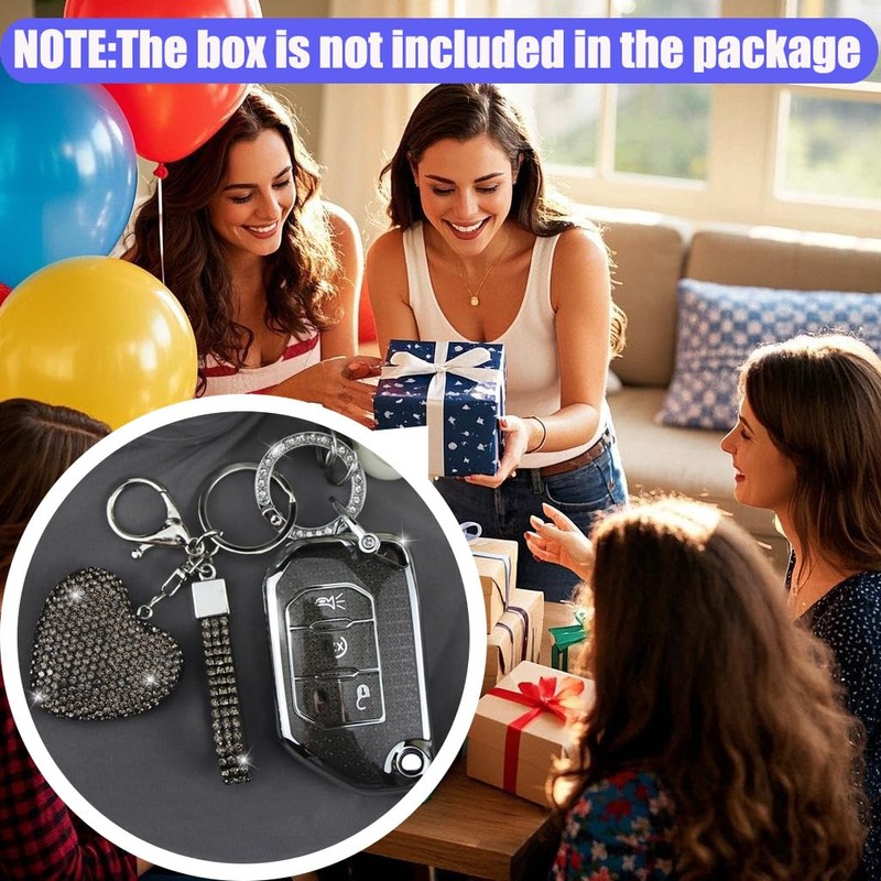 YIKECASE Key Fob Cover with Diamond Keychain Compatible with Jeep