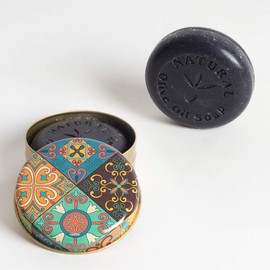 The Collections Handmade Circle Soap for Body, Hair and Face - Alcohol and Paraben Free, Vegan - Hypoallergenic Natural Soap with Tin Boxes - Black