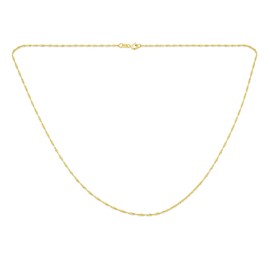 Thin Singapore Link Chain 1.5 MM 020 Gauge for Women Necklace 14K Gold Plated .925 Sterling Silver Made in Italy 18 Inch