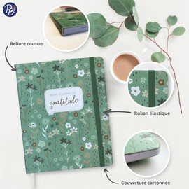 Pierre Belvédère - Journal de Gratitude par semaine 7” x 9” Sauge Fleurs - Bien-être, confiance en soi, pensée positive, estime de soi - 5 minutes par semaine - 5500305