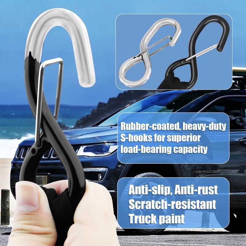 Kayak Tie Down Straps Kit – Bow & Stern Loops,