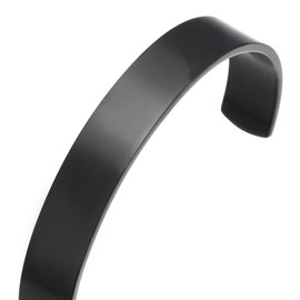 COOLSTEELANDBEYOND 19cm Black Satin Stainless Steel Adjustable Cuff Bangle Bracelet for Men Women Minimalist(CA)