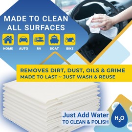 EZ Shine Cloths Replace Chemicals & Paper Towel to Clean Kitchen, Glass, Mirror, Wood, Appliance, Auto & More. Just Add Water to Clean & Polish. Removes Dust, Dirt, Oil & Grime. Machine Wash 2 Pack