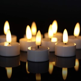 Wondise Realistic Timer Flameless Tealights Batteries Included Candles,Plastic Battery LED Votive Tea Candles Flickering White Unscented for Festival Wedding Dinner Decoration (Pack of 12,D1.5”xH1.8”)