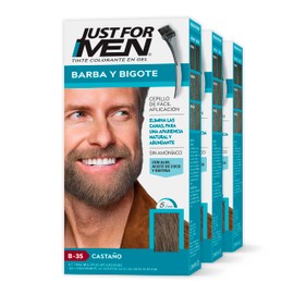 Just For Men Tinte En Gel Para Barba Y Bigote Castaño B-35 Paquete de 3
