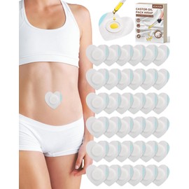 JOKHUE 36Pcs Disposable Castor Oil Patches Belly Button, Self-Adhesive Castor Oil Sticker Pack Wrap for Belly Button, Anti-Seepage, Portable, Heart Shape