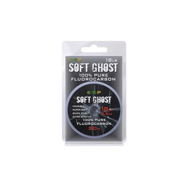 ESP Soft Ghost Fluorocarbon Hooklength 20m For Carp Fishing: 18lb