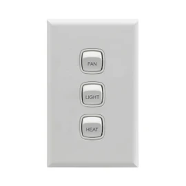 HPM 3 Gang Switch Eng Light/Fan/Heat, White, (CDXL770/3FLHWE)