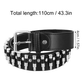 Amexo Studded Bullet Belt Punk Rock Rivet Belt Black Studded Gothic Belt PU Leather Punk Waist Belt Adjustable Bullet Rivet Belts with Metel Buckle for Women Men for Jeans Dress Pants