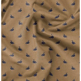 Soimoi Brown Cotton Duck Fabric Black Duck Bird Print Fabric BTY 42 Inch Wide