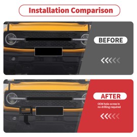 Linskip Front License Plate Bracket for Ford Bronco Standard Plastic Bumper 2024 2023 2022 2021, License Plate Frame Holder Hanging Kits Compatible with Big Bend, Outer Banks, Wildtrak