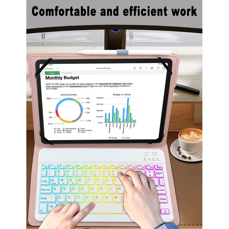 XCHYTECHER Universal Tablet Keyboard Case for 9.7",10.1",10.2",10.5",10.9",11" Tablets,7 Color Rainbow