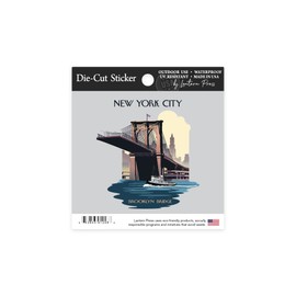 Die Cut Sticker New York City, New York, Brooklyn Bridge, Contour Vinyl Sticker 1 to 3 inches (Waterproof Decal for Cars, Water Bottles, Laptops, Coolers), Small