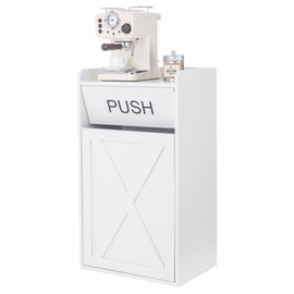 TDLEAYYD 13 Gallon Trash Can Cabinet with Push-Opening Design, Wooden Restaurant Trash Can Cabinet Dog Proof Recycling Garbage Bin for Kitchen (White)