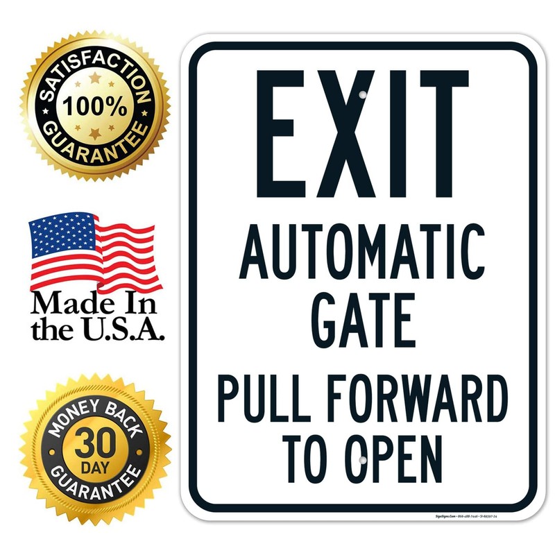 Exit Automatic Gate Pull Forward to Open Sign, 18x24 Inches,
