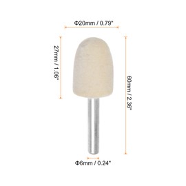 HARFINGTON 10pcs Wool Felt Mounted Mandrel Points 20mm Head 1/4 Inch Shank Conical Polishing Bits Burrs Felt Polishing Buffing Wheel for Rotary Tool